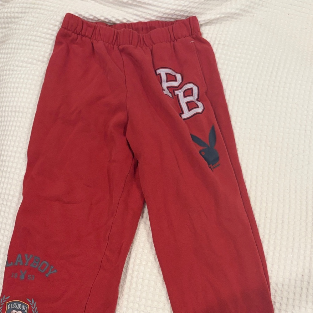 PLAYBOY BY PACSUN Red Joggers Cuffed Sweatpants Limited Edition